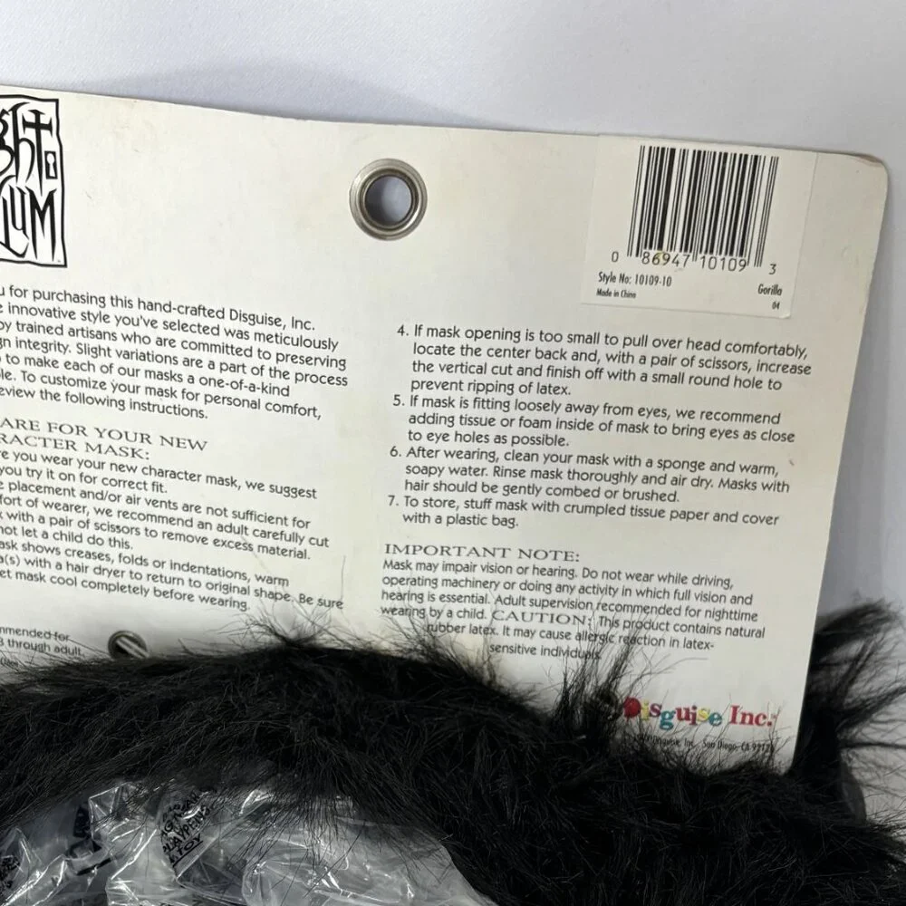 Gorilla Ape Mask Disguise Vintage 90’s NWT NOS